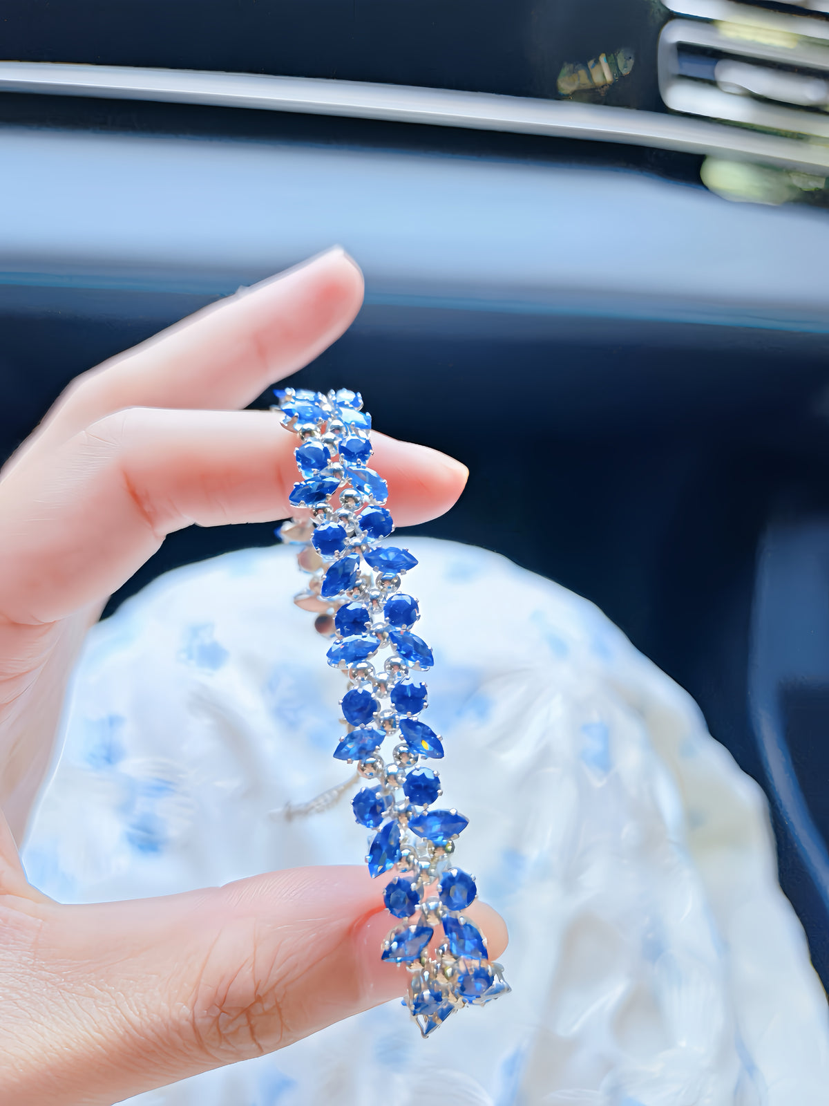 Sapphire Blue Handmade Crystal Bracelet
