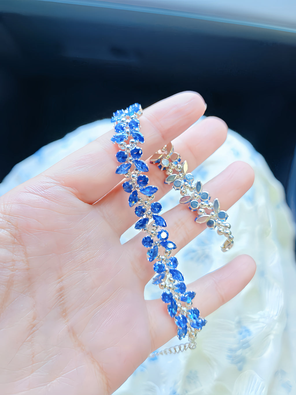 Sapphire Blue Handmade Crystal Bracelet