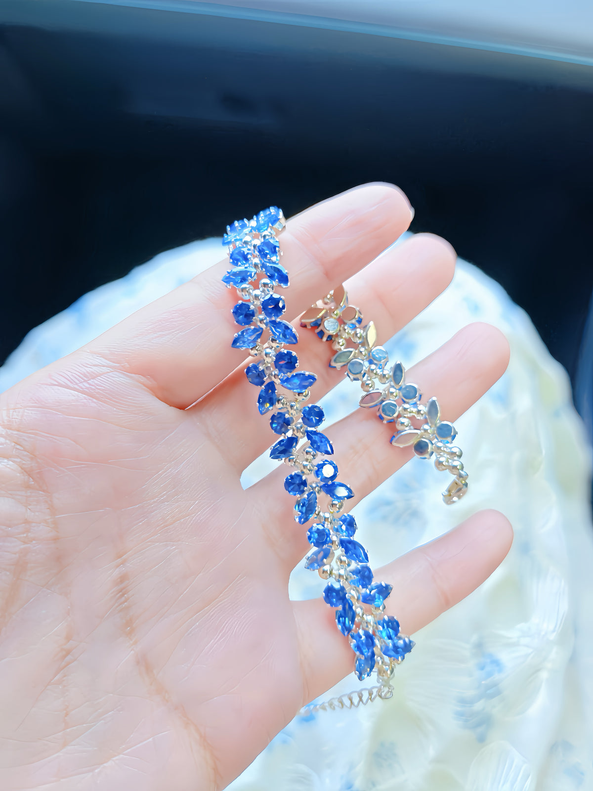 Sapphire Blue Handmade Crystal Bracelet
