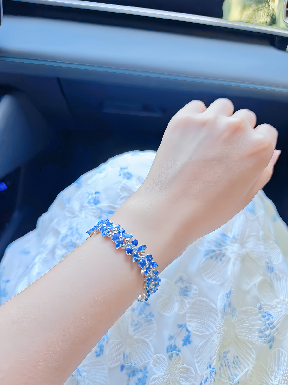 Sapphire Blue Handmade Crystal Bracelet