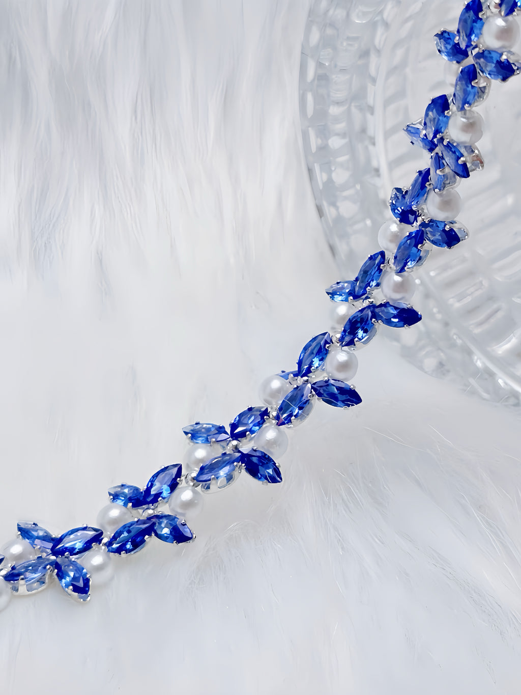 Blue Butterfly Handmade Crystal & Pearl Bracelet