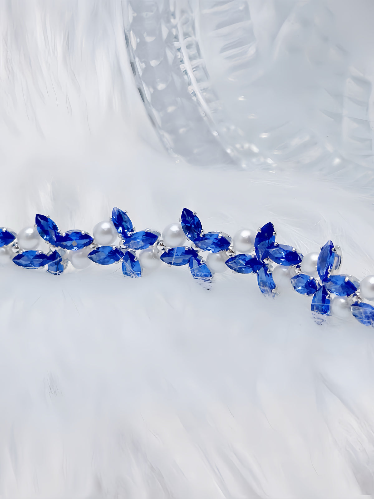 Blue Butterfly Handmade Crystal & Pearl Bracelet