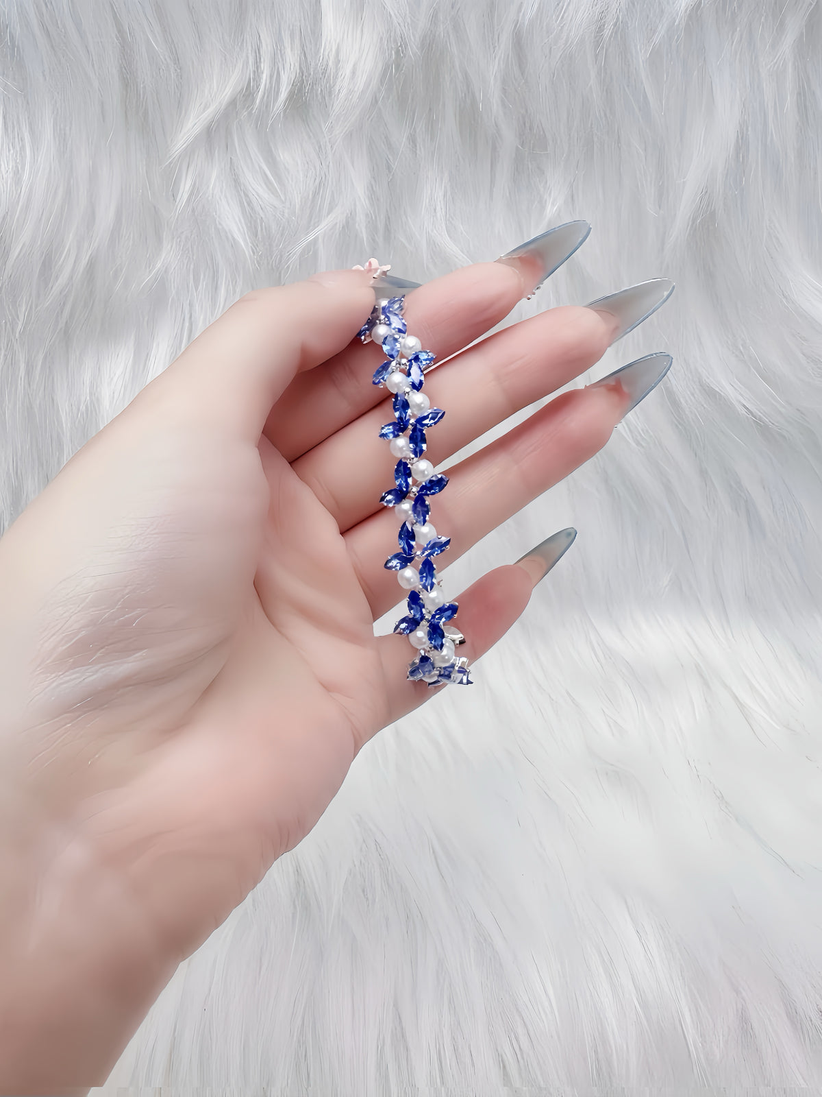 Blue Butterfly Handmade Crystal & Pearl Bracelet