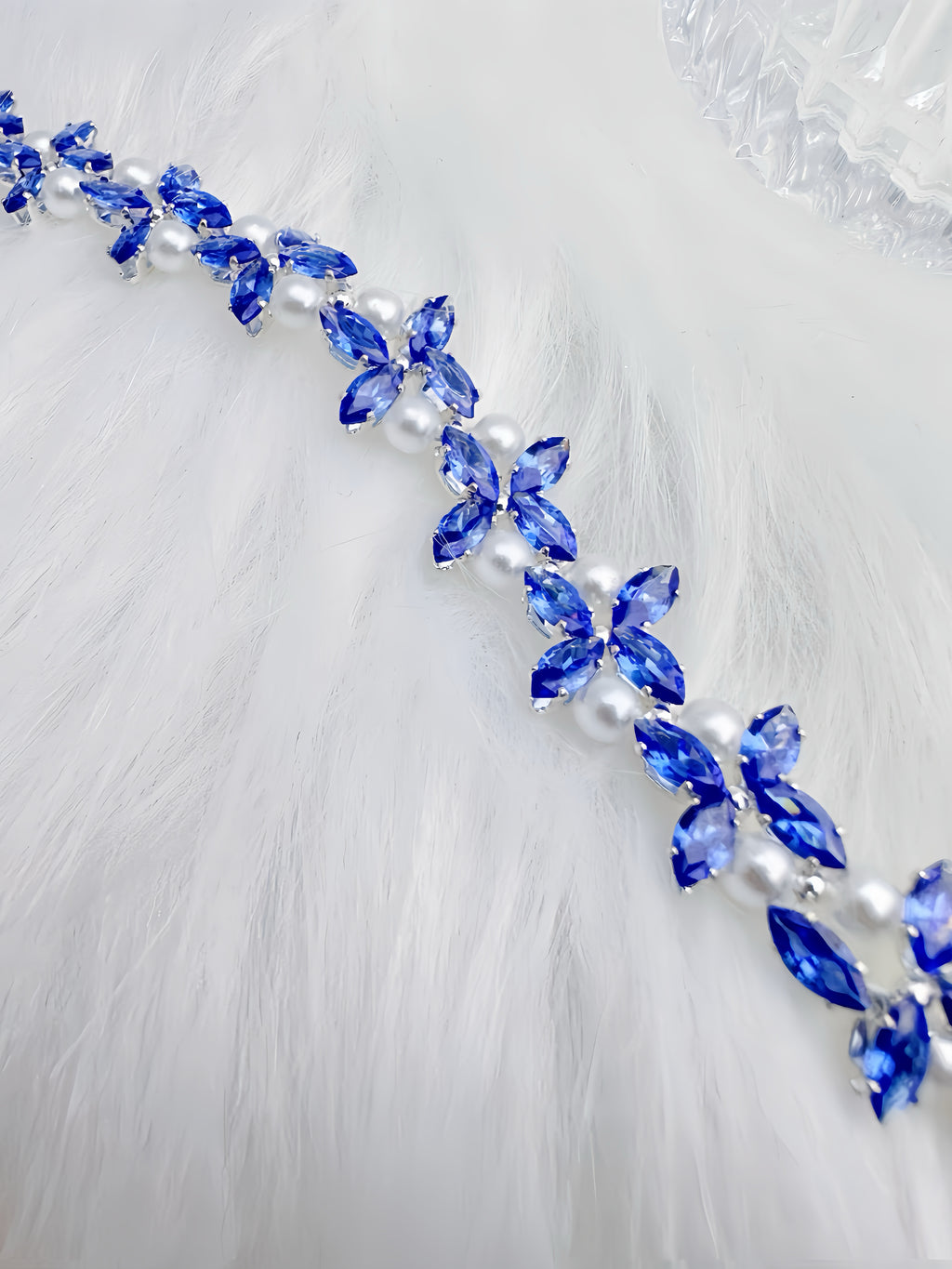 Blue Butterfly Handmade Crystal & Pearl Bracelet
