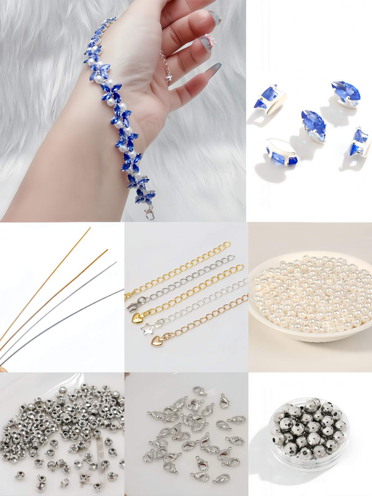 Blue Butterfly Crystal Pearl Bracelet DIY Kit