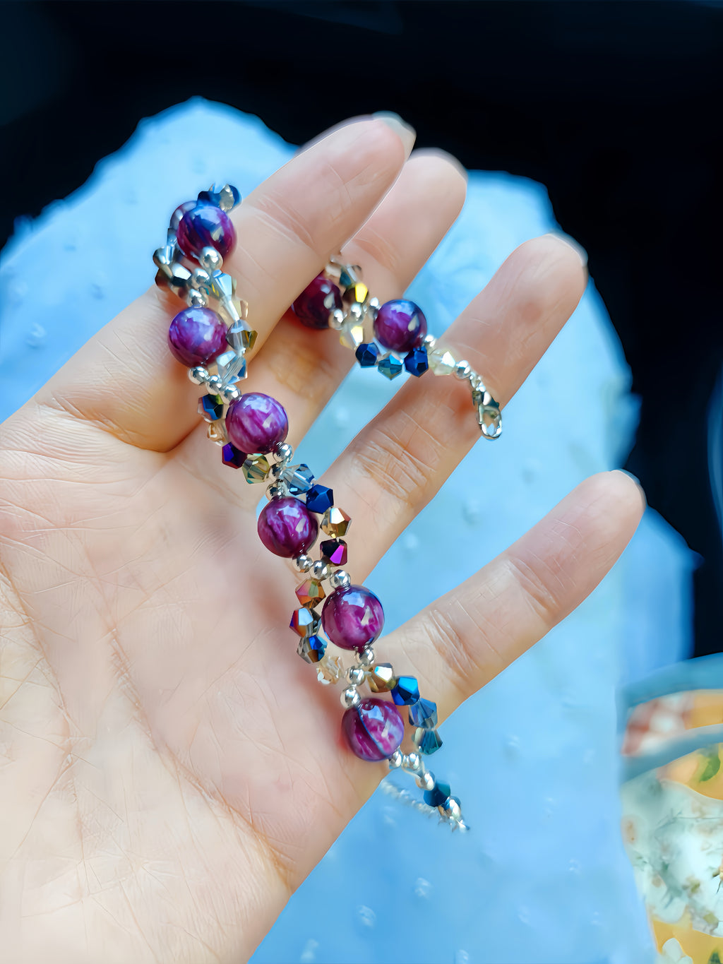 Purple Pearl Crystal Bracelet