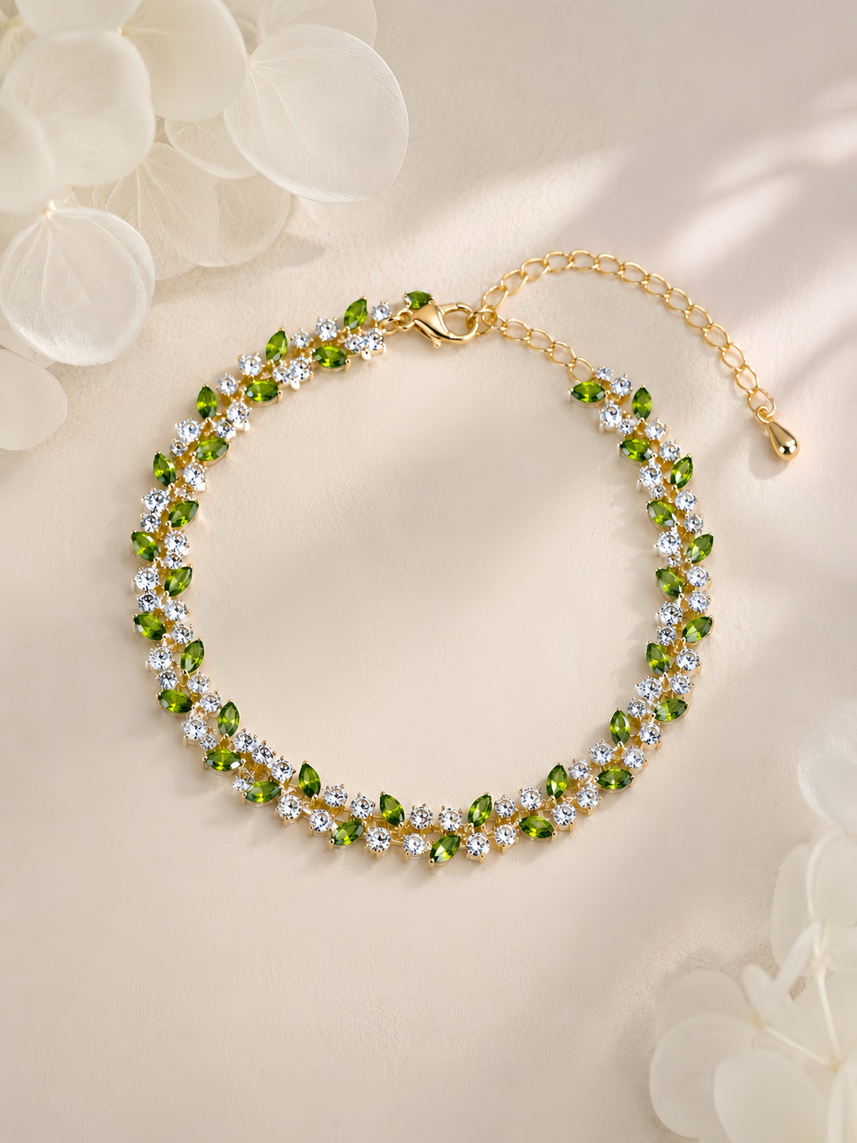 Olive Leaf Crystal Bracelet