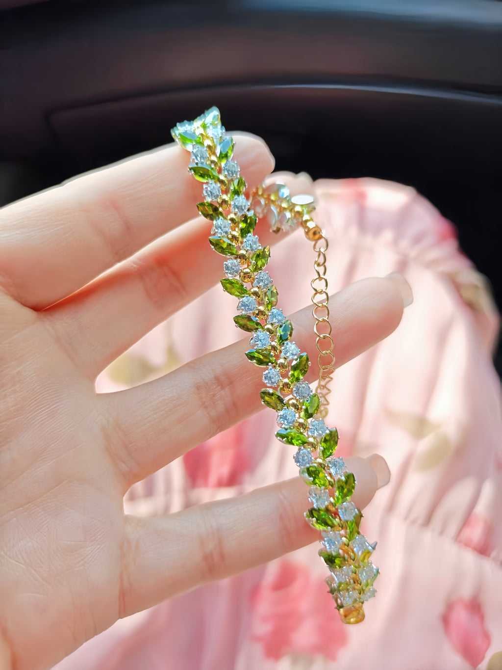 Olive Leaf Crystal Bracelet