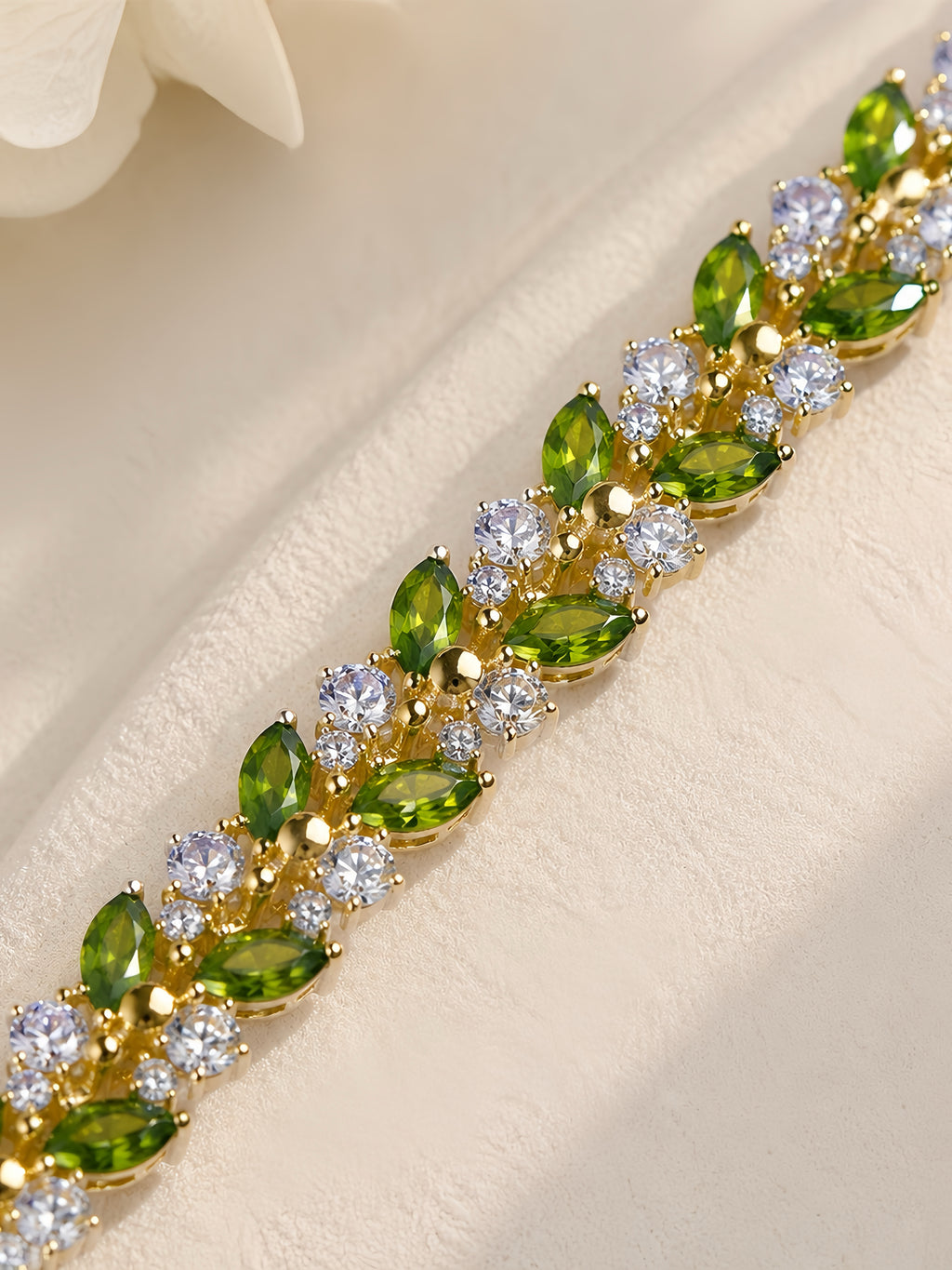 Olive Leaf Crystal Bracelet