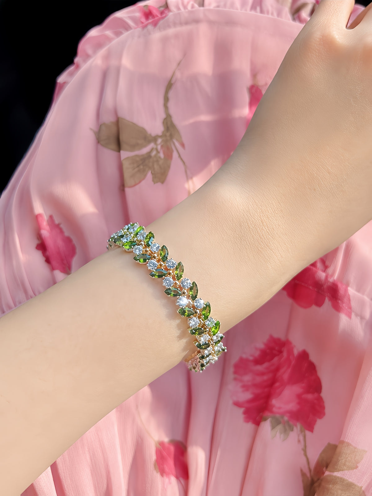 Olive Leaf Crystal Bracelet