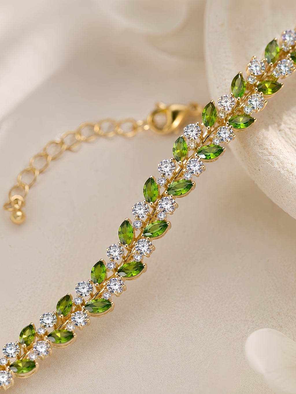 Olive Leaf Crystal Bracelet