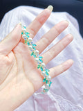 Aqua Leaf Pearl Crystal Bracelet