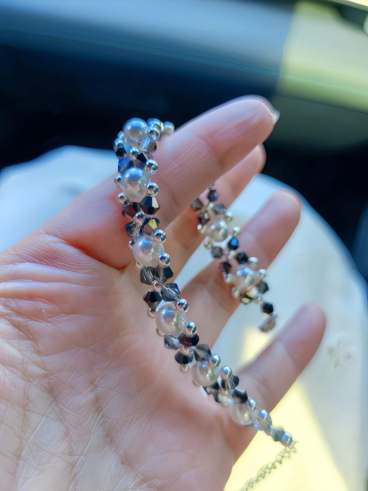 Smoky Crystal Pearl Bracelet