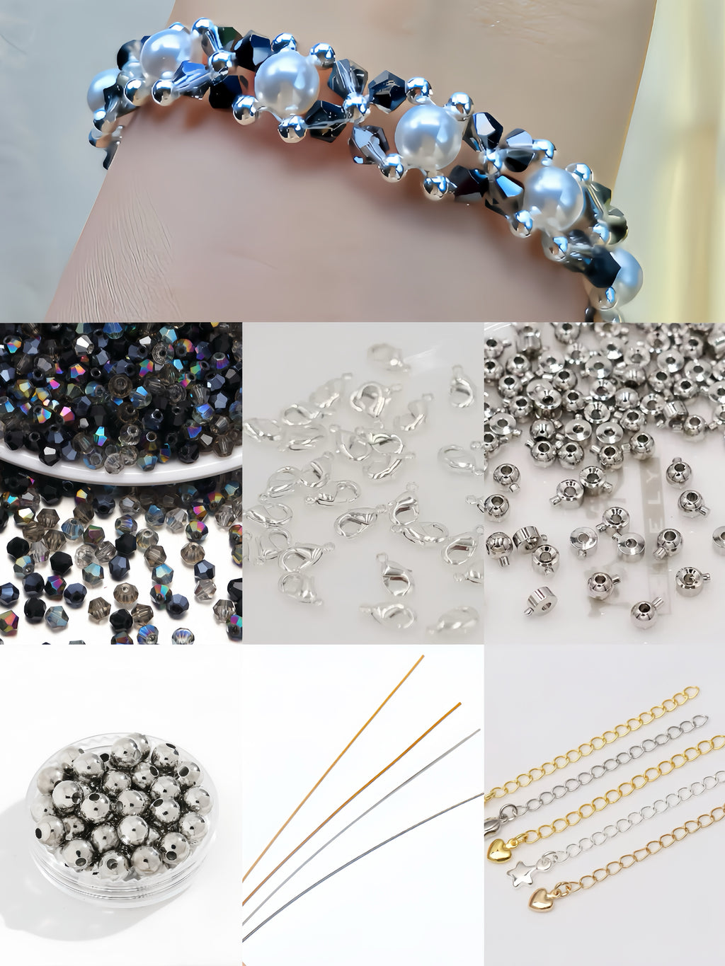 Smoky Crystal Pearl Bracelet DIY Kit