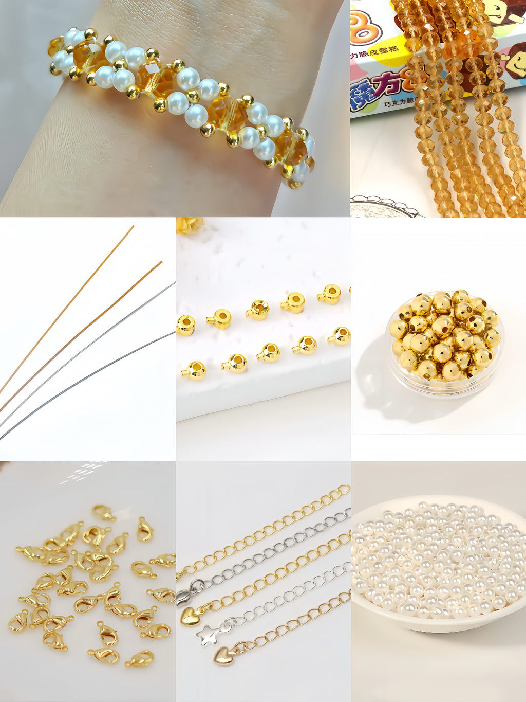 Golden Honey Crystal Pearl Bracelet DIY Kit