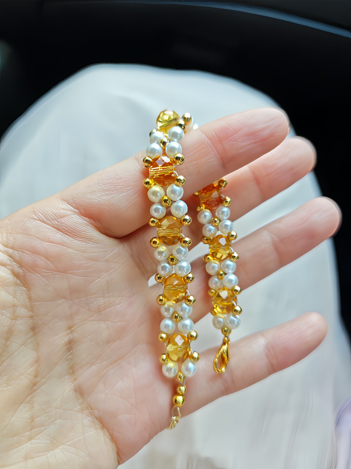 Golden Honey Crystal Pearl Bracelet DIY Kit
