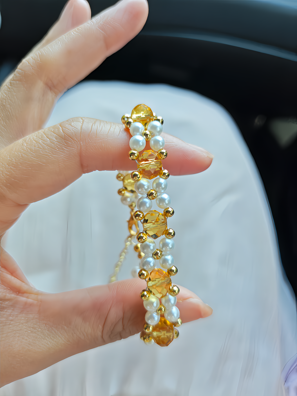 Golden Honey Crystal Pearl Bracelet DIY Kit