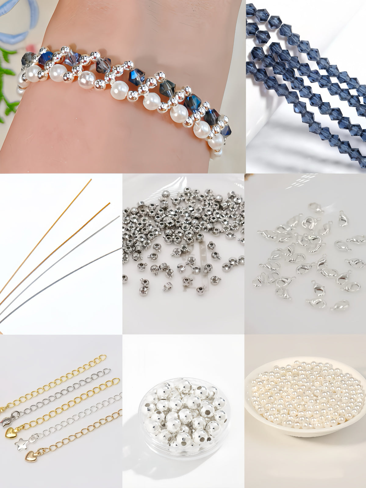 Midnight Blue Crystal Pearl Bracelet DIY Kit