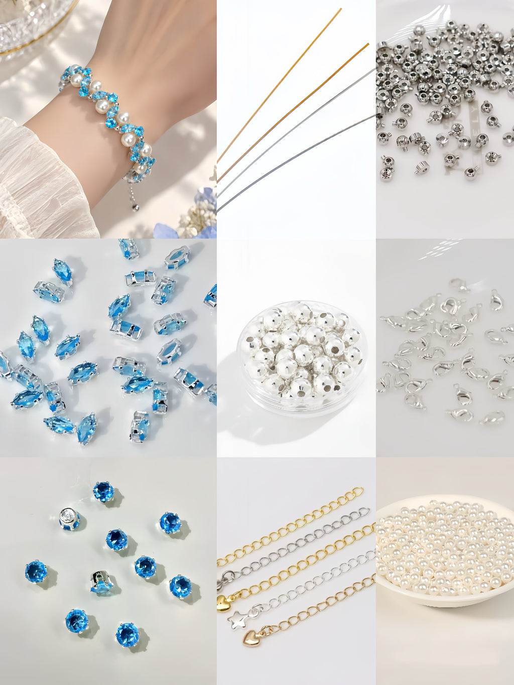 Azure Bloom Crystal Pearl Bracelet DIY Kit 🩵✨