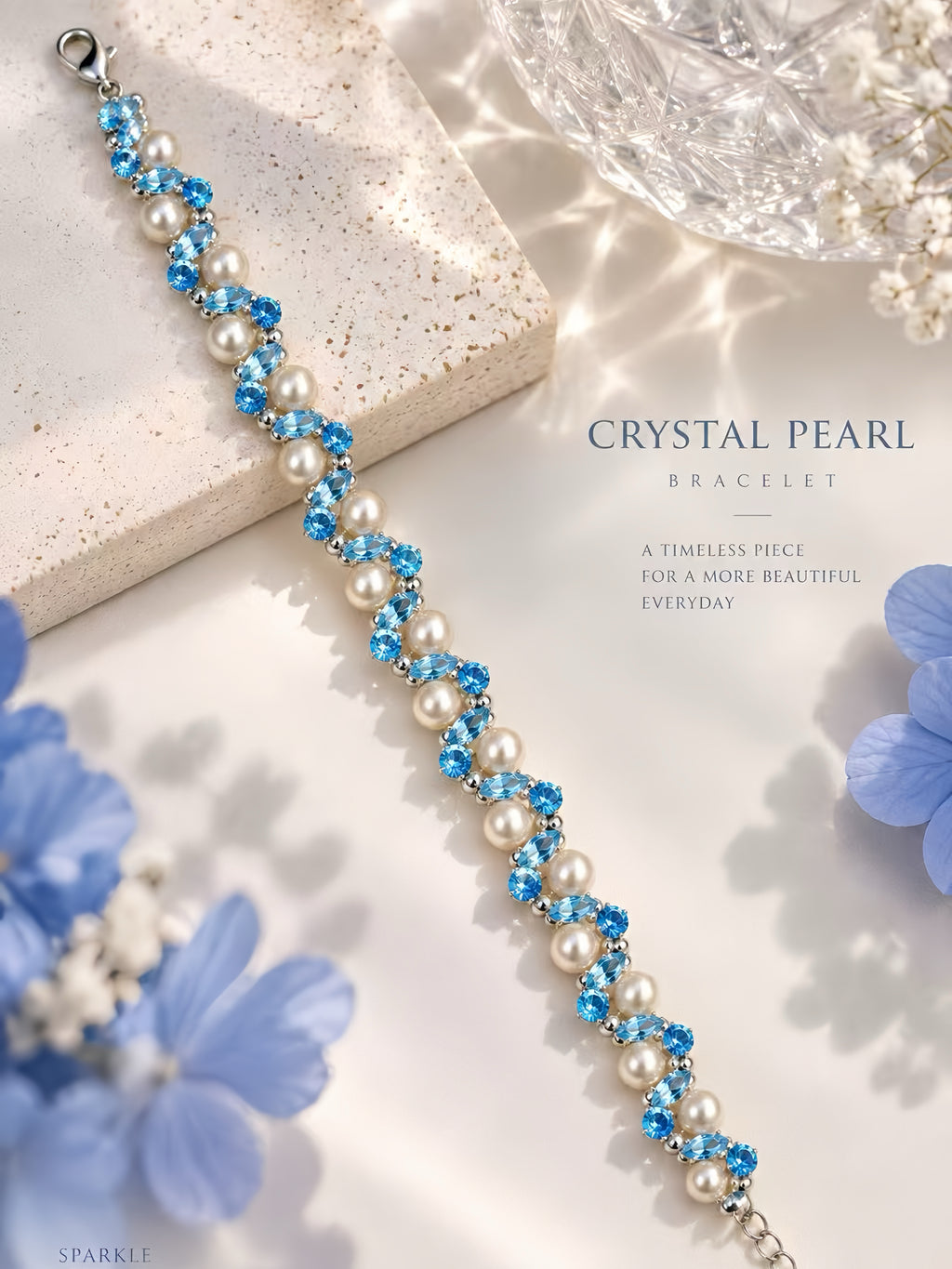 Azure Bloom Crystal Pearl Bracelet DIY Kit 🩵✨