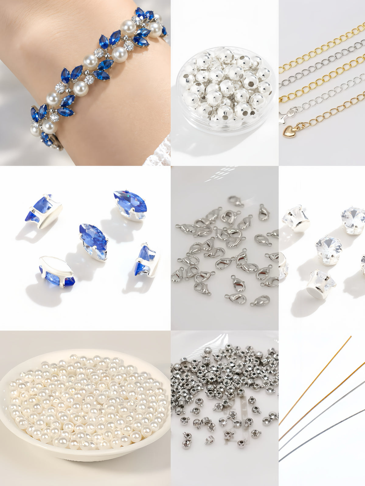 Royal Sapphire Crystal Pearl Bracelet DIY Kit 💙✨