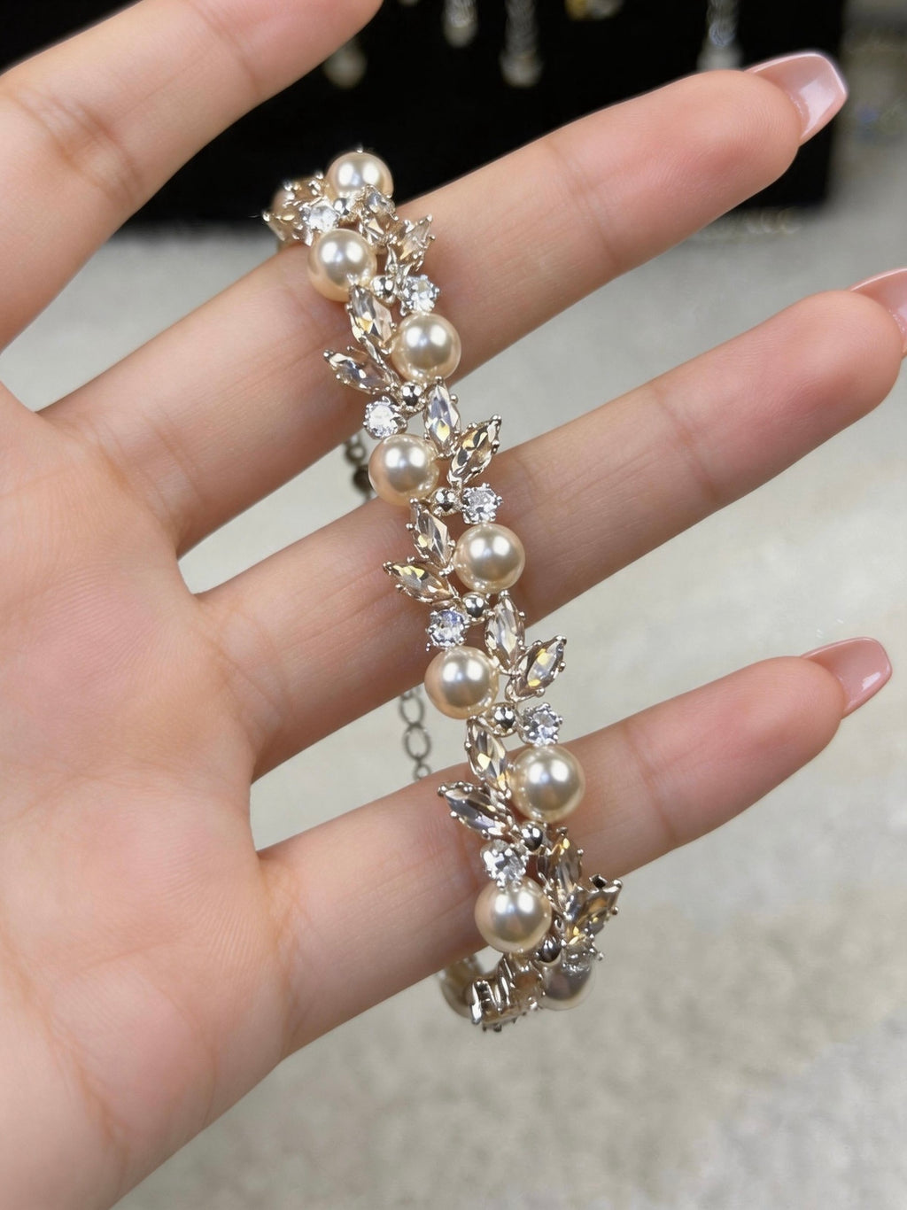 Champagne Pearl Crystal Bracelet DIY Kit