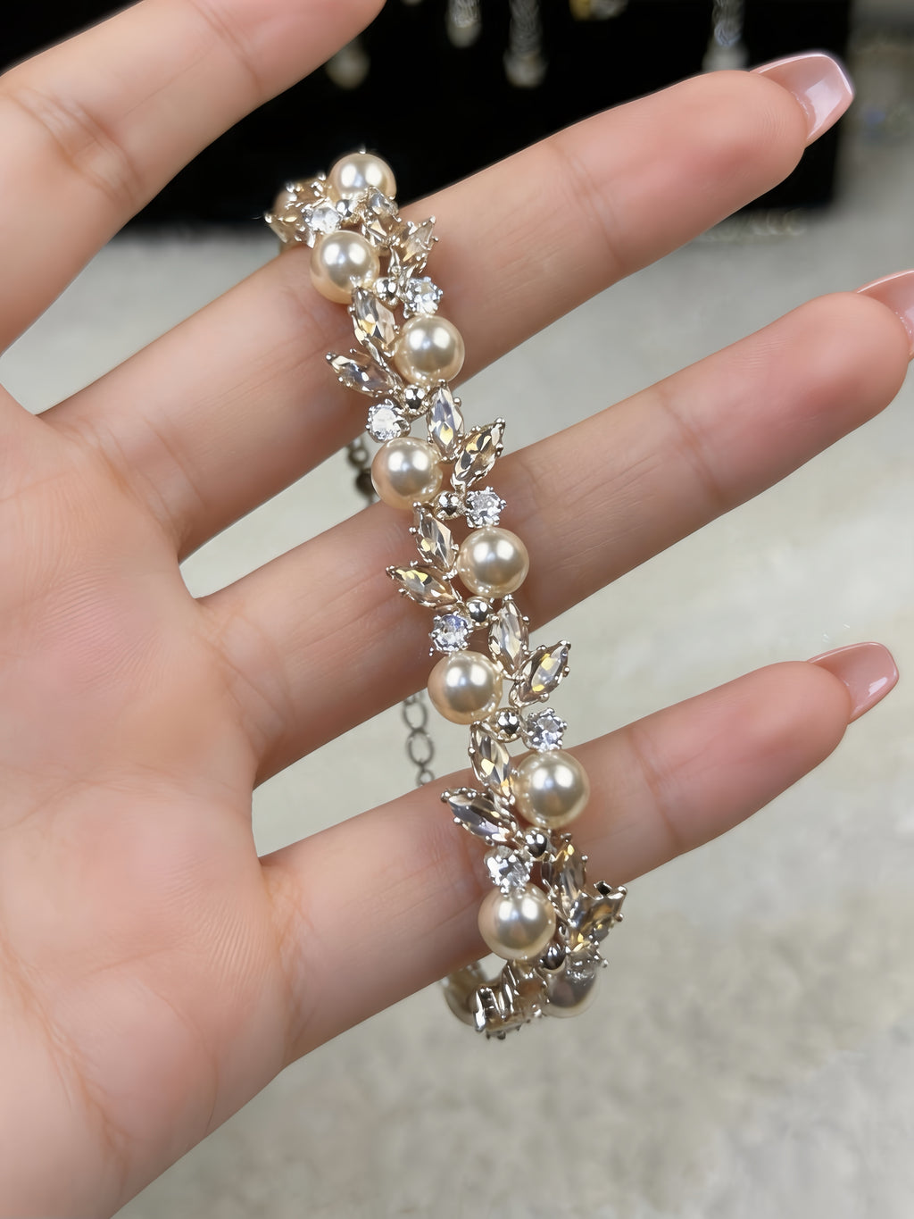 Champagne Pearl Crystal Bracelet DIY Kit