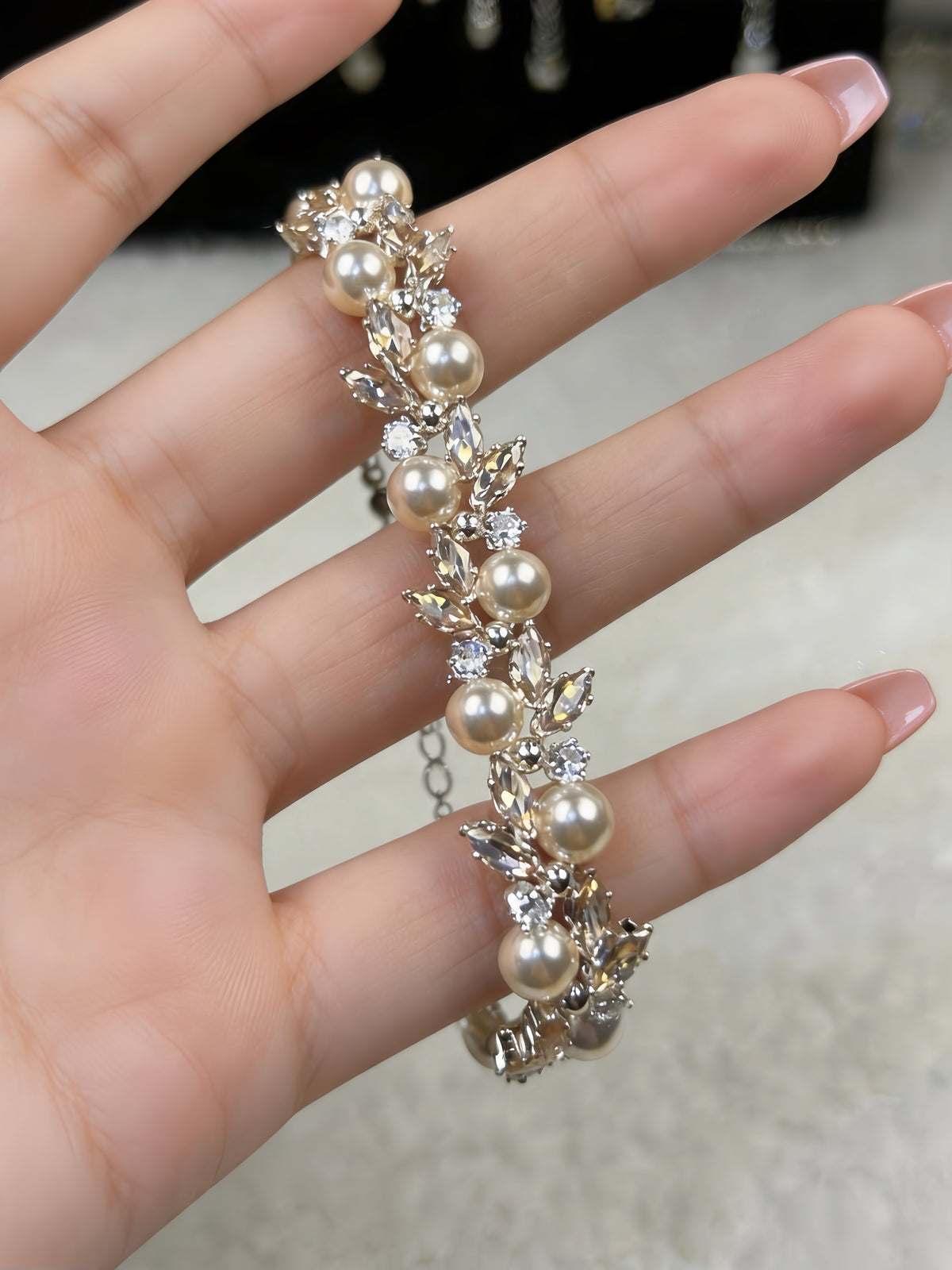 Champagne Pearl Crystal Bracelet DIY Kit
