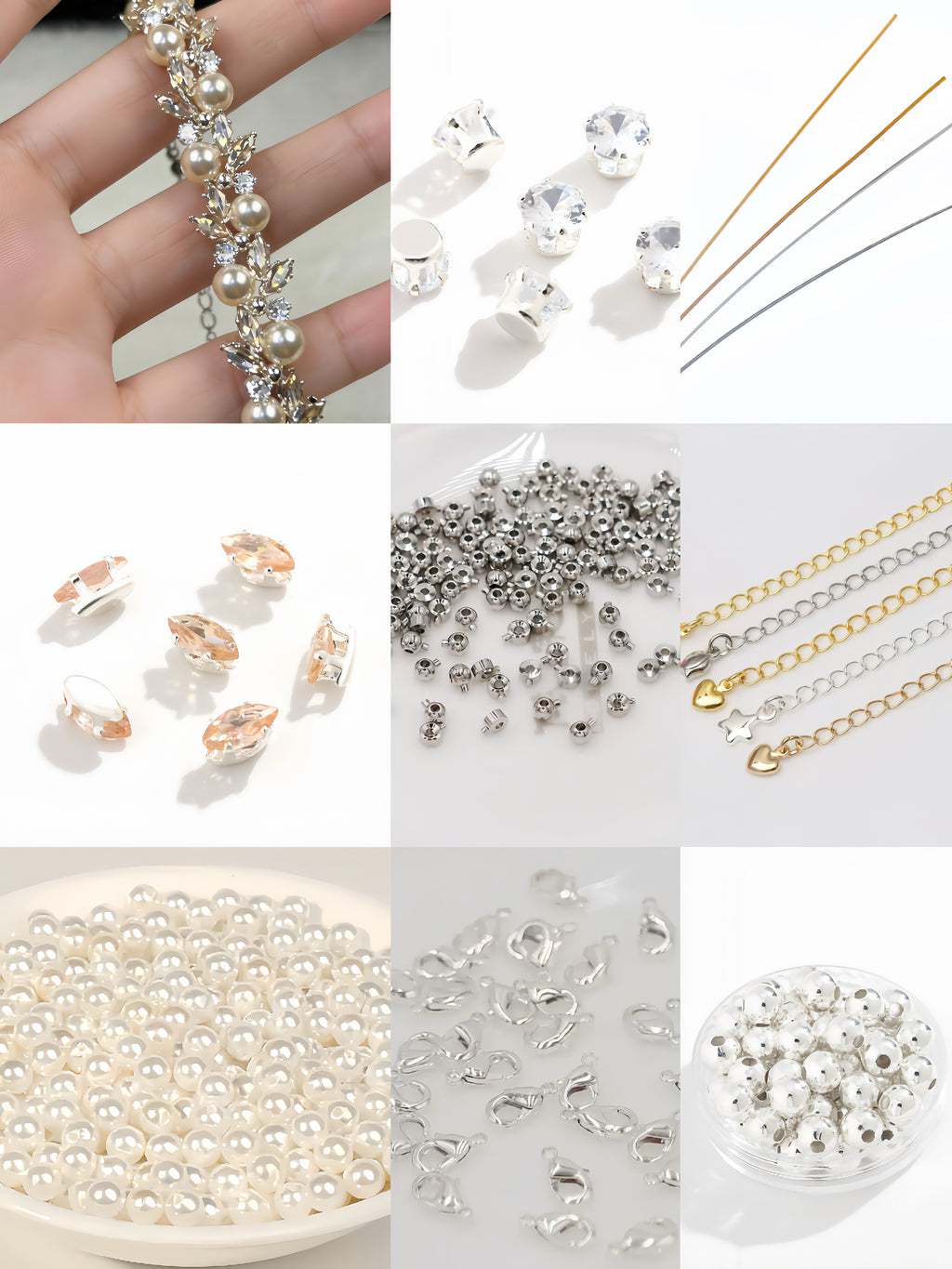 Champagne Pearl Crystal Bracelet DIY Kit