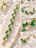 Emerald Garden Crystal Pearl Bracelet