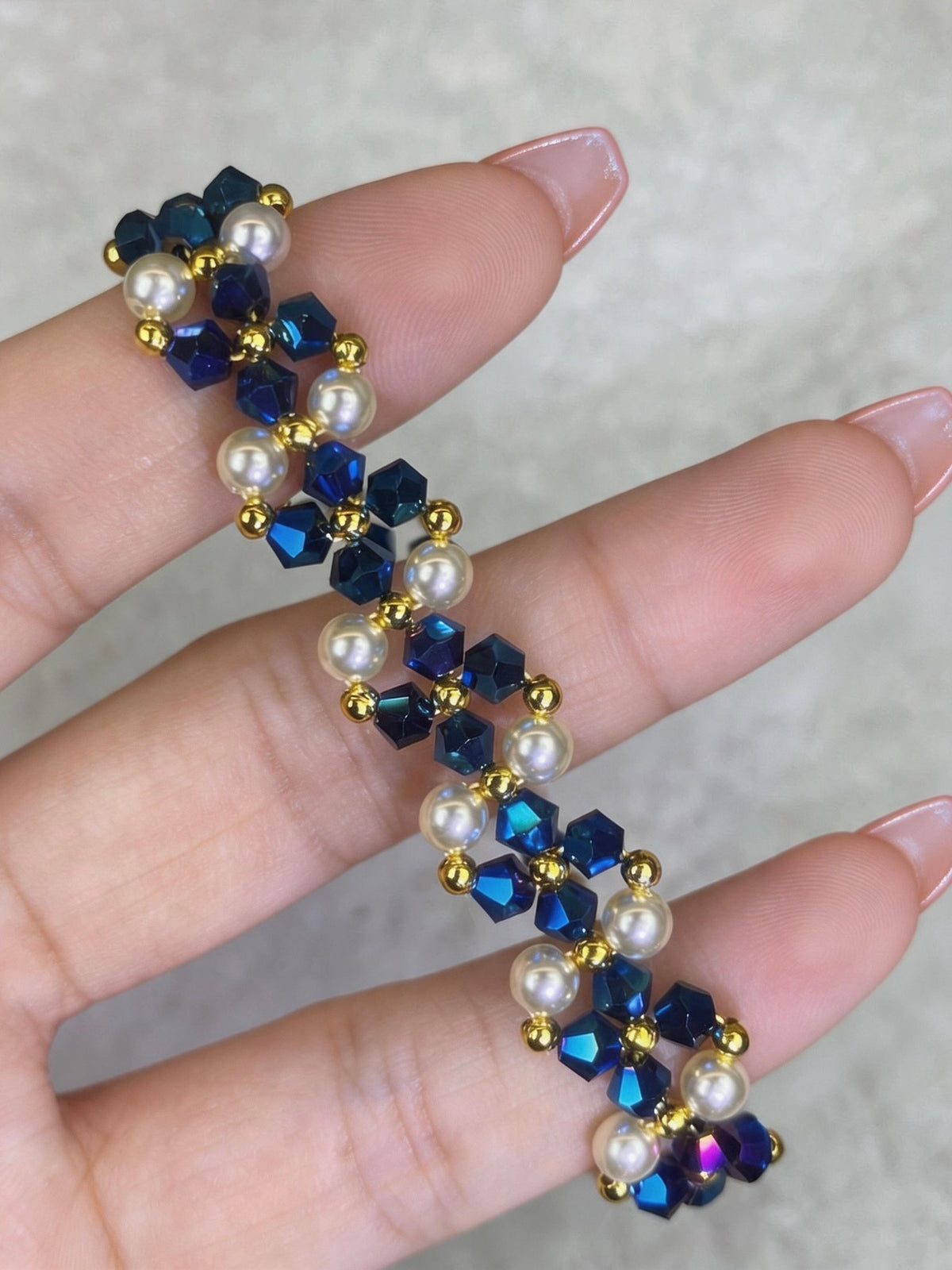 Royal Blue Crystal Pearl Bracelet DIY Kit