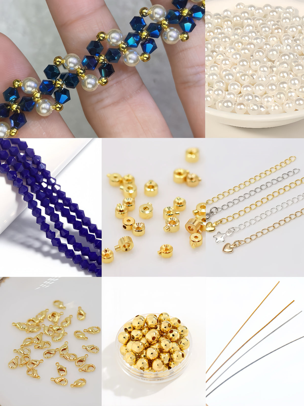Royal Blue Crystal Pearl Bracelet DIY Kit