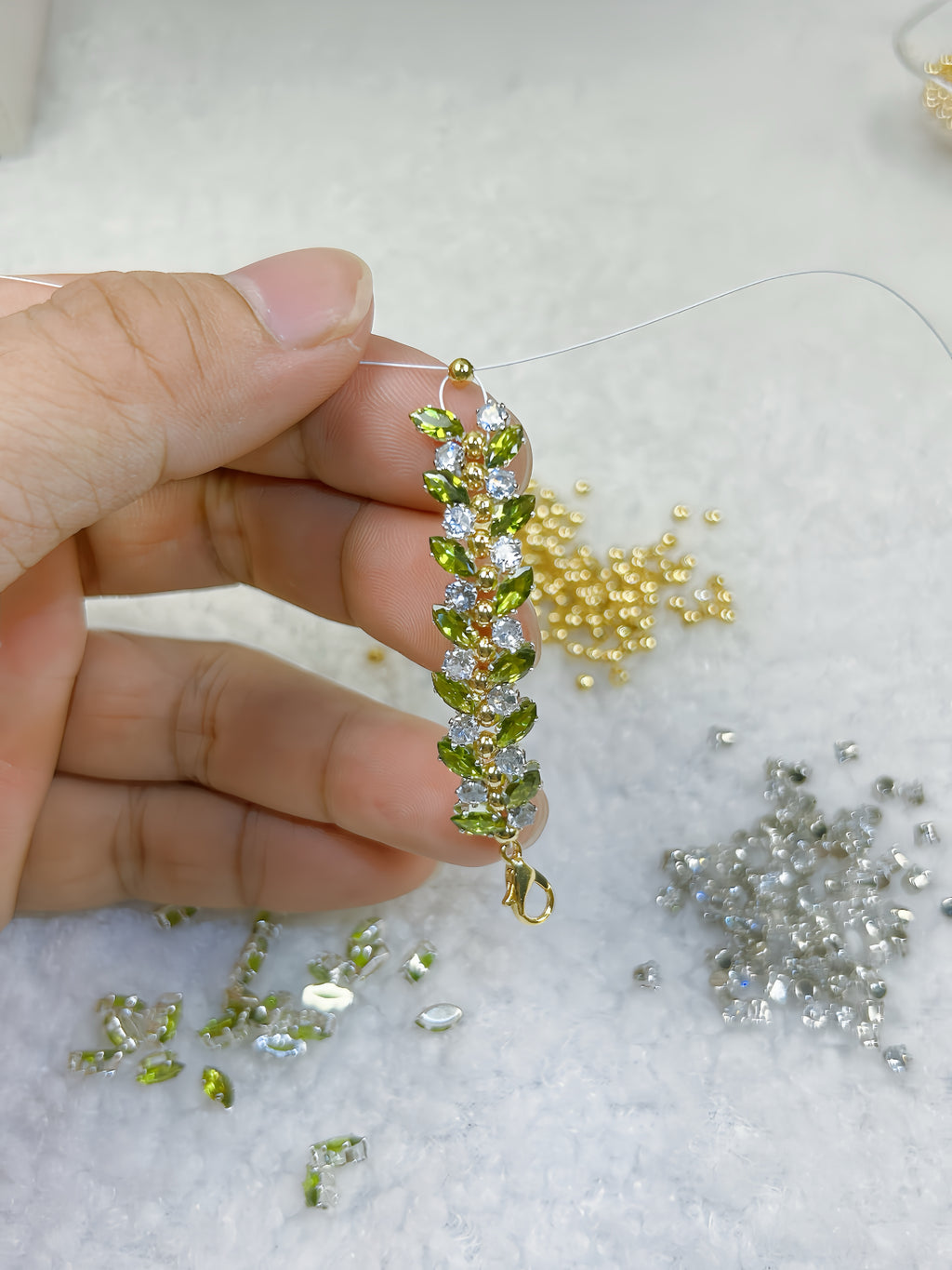 Olive Leaf Crystal Bracelet DIY Kit