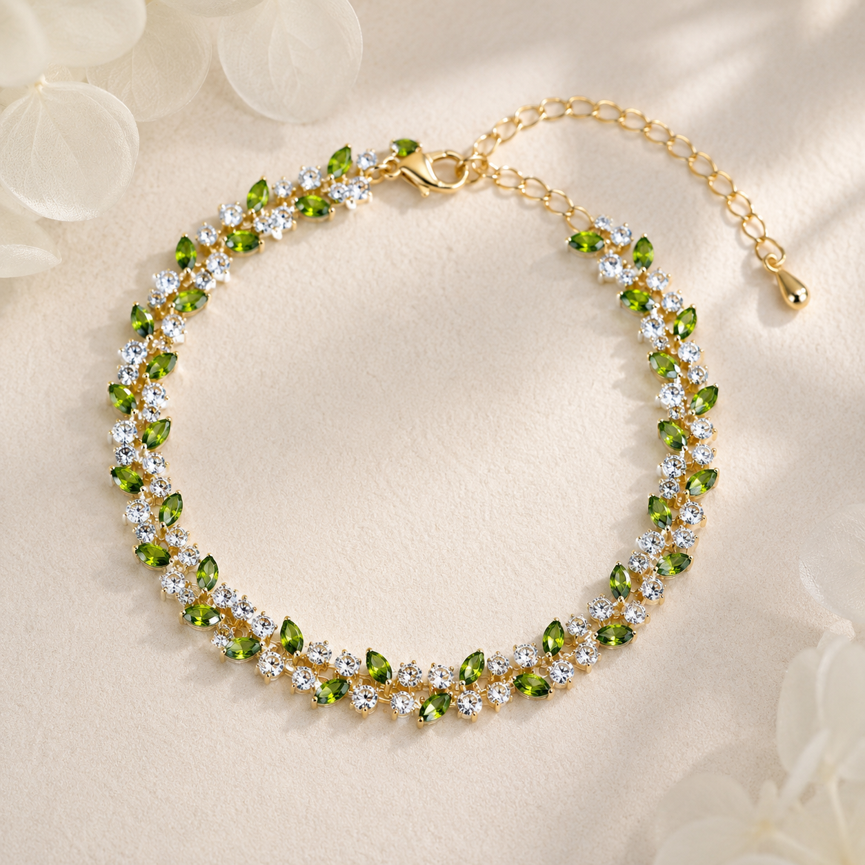 Olive Leaf Crystal Bracelet