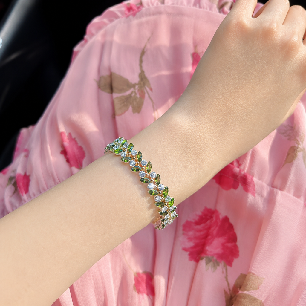 Olive Leaf Crystal Bracelet DIY Kit