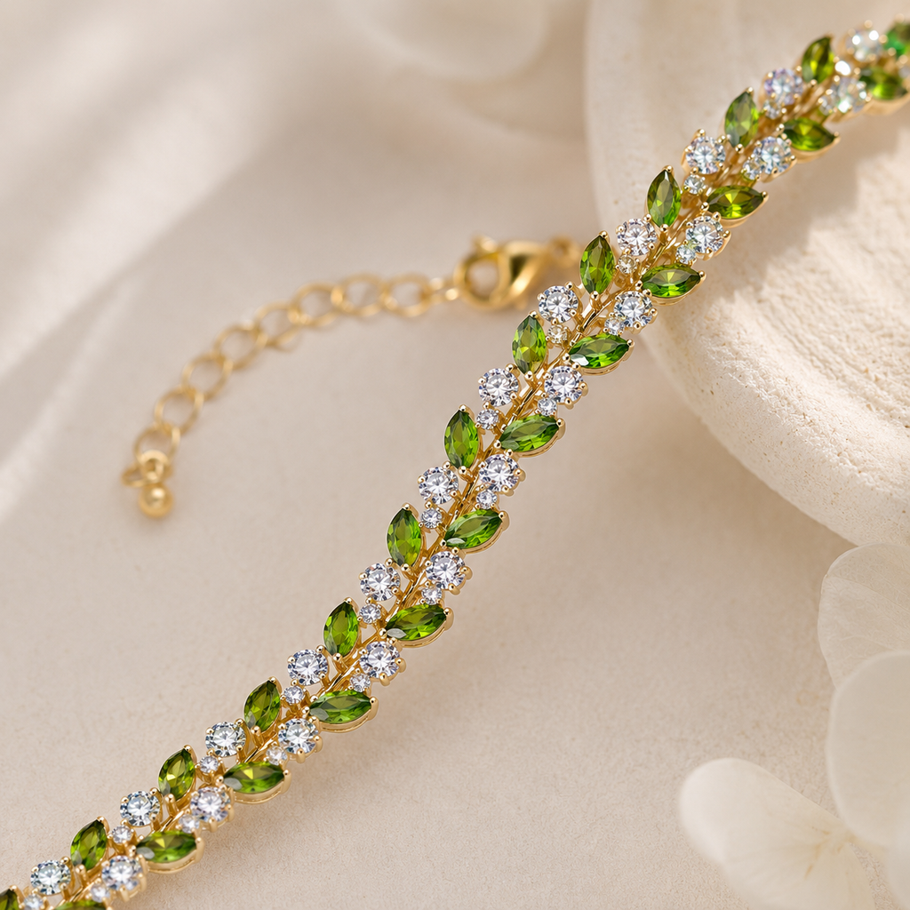 Olive Leaf Crystal Bracelet DIY Kit