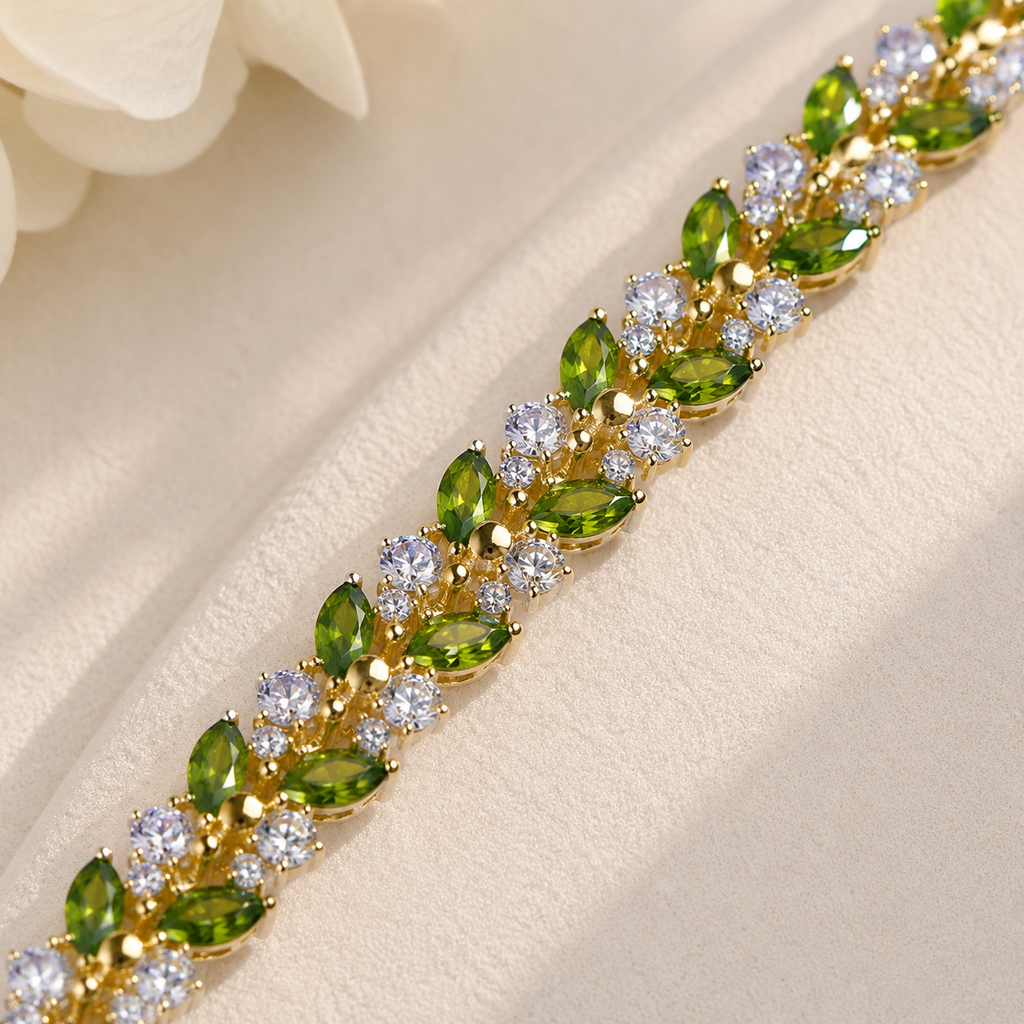 Olive Leaf Crystal Bracelet