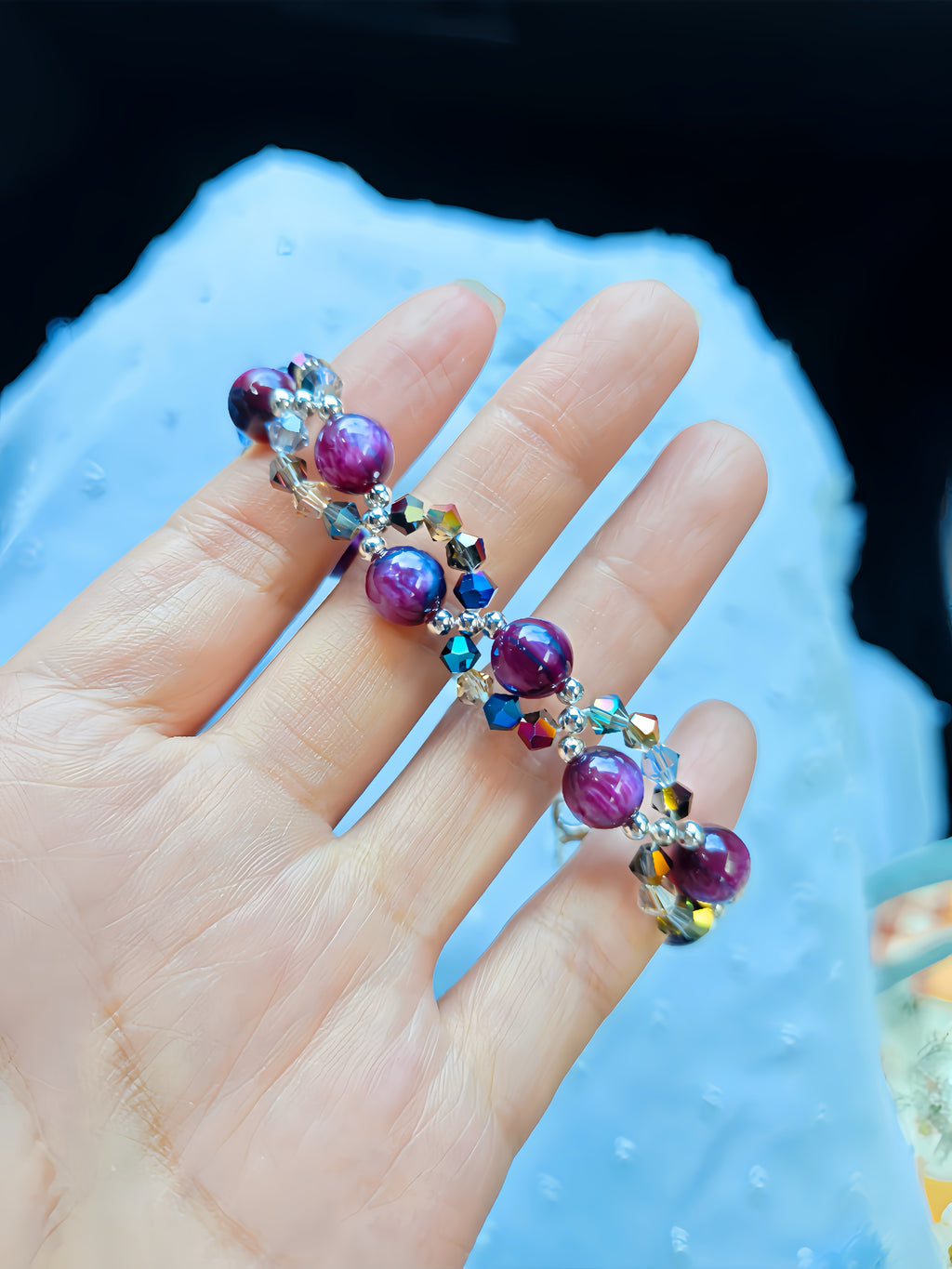 Purple Pearl Crystal Bracelet