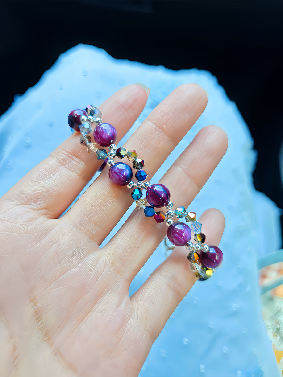 Purple Pearl Crystal Bracelet